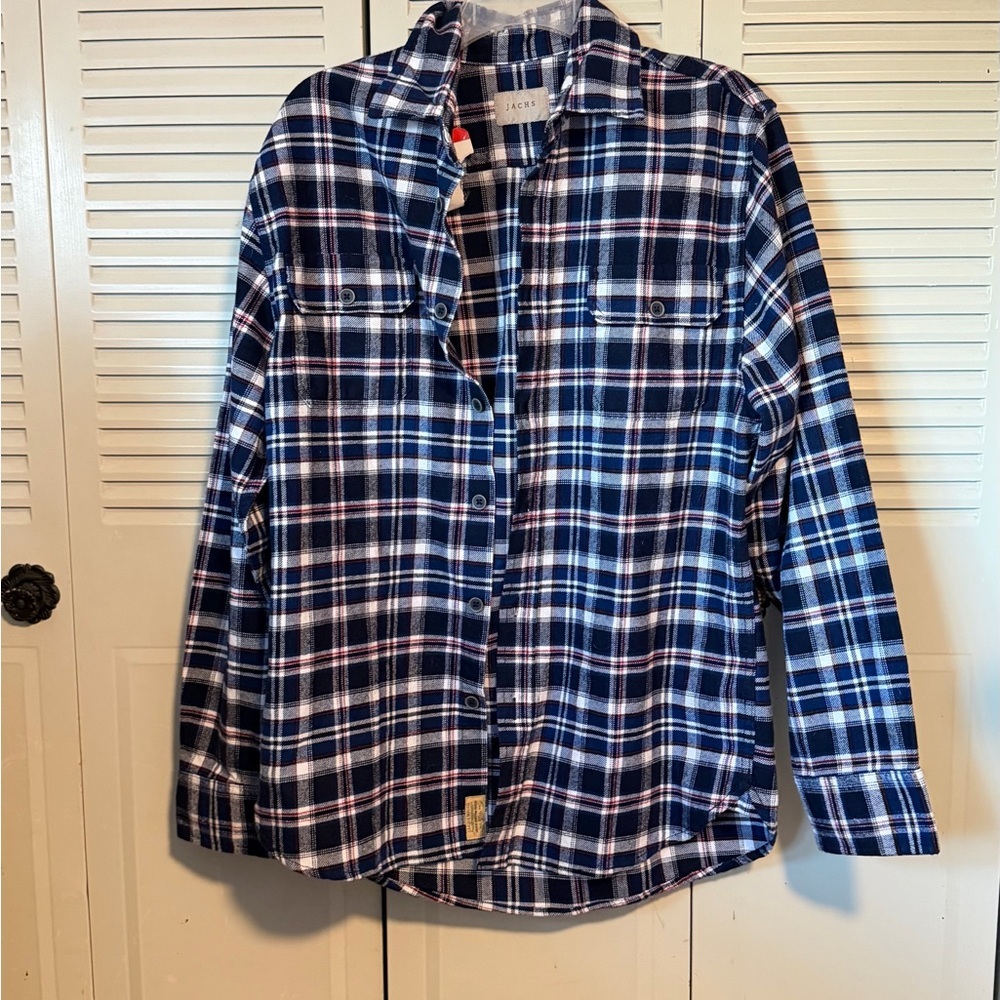 Jachs Men's Plaid Button-Up Shirt size M 100% cotton